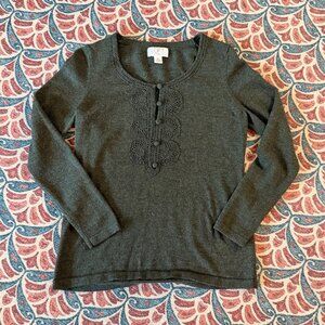 Forest Green Merino Blend Sweater Womens Medium Petite